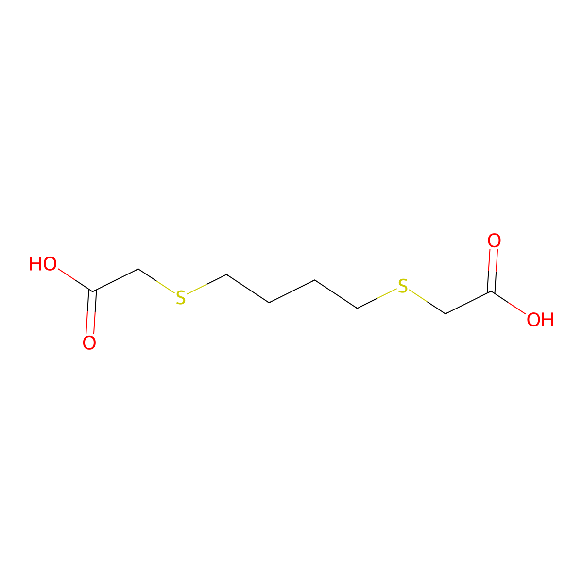 ((4-((Carboxymethyl)thio)butyl)thio)acetic acid molecular structure, CAS 13821-57-3