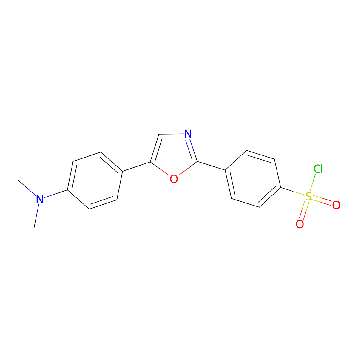 Benzenesulfonyl chloride, 4-[5-[4-(dimethylamino)phenyl]-2-oxazolyl]- molecular structure, CAS 138219-55-3