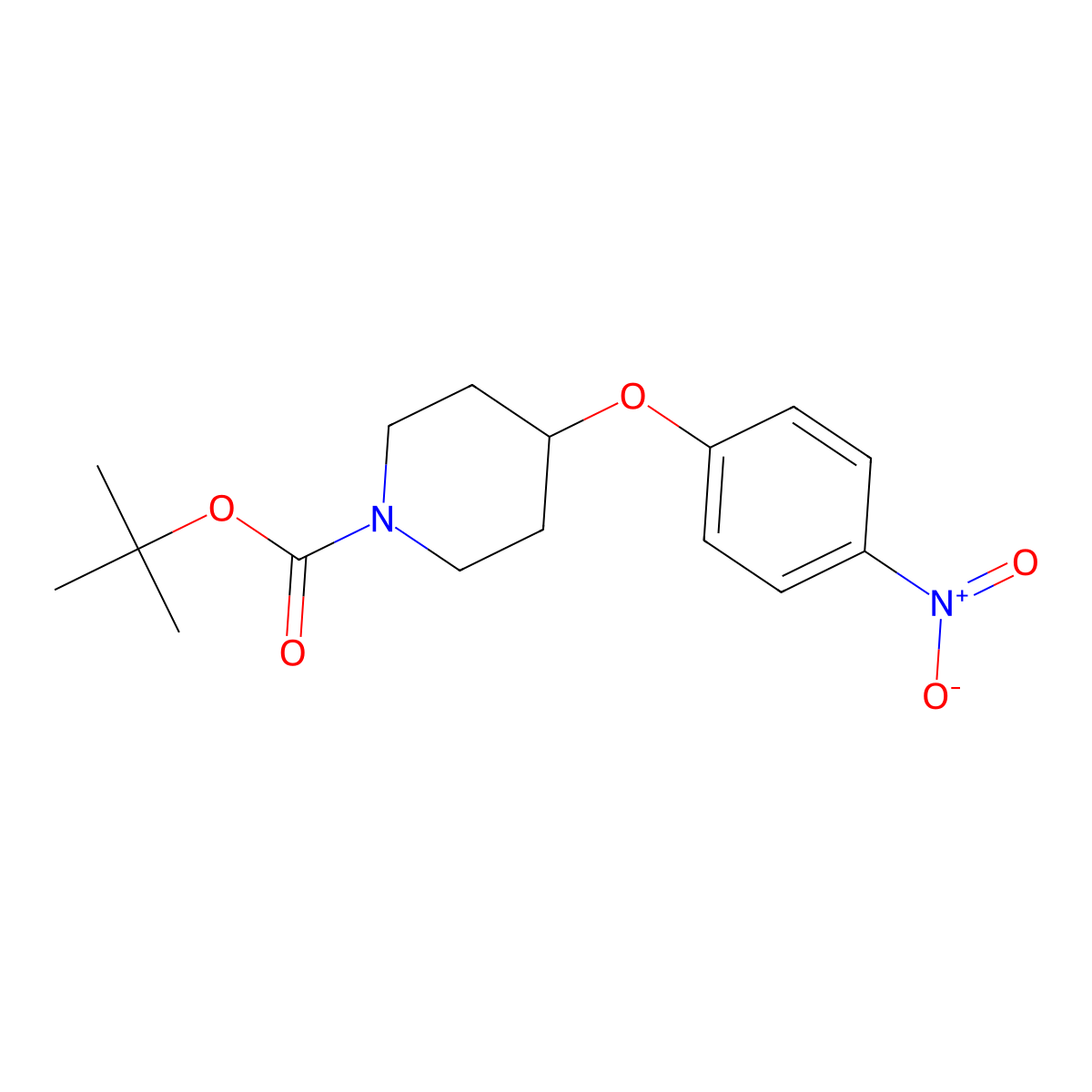 Tert-butyl 4-(4-nitrophenoxy)piperidine-1-carboxylate molecular structure, CAS 138227-62-0