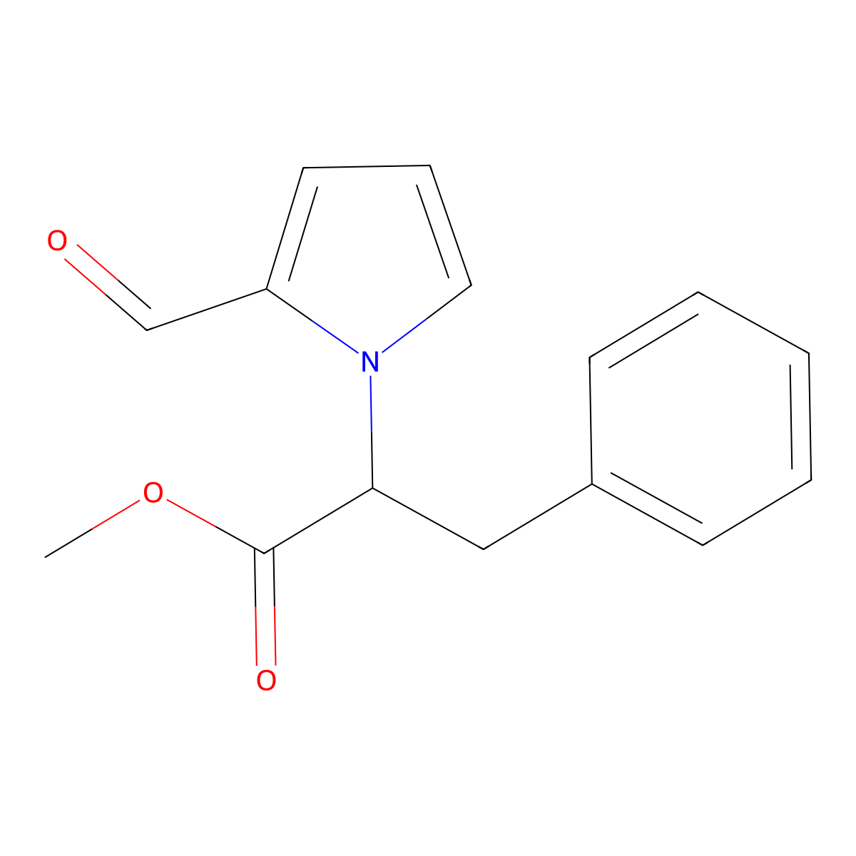 methyl 2-(2-formyl-1H-pyrrol-1-yl)-3-phenylpropanoate molecular structure, CAS 1382315-83-4