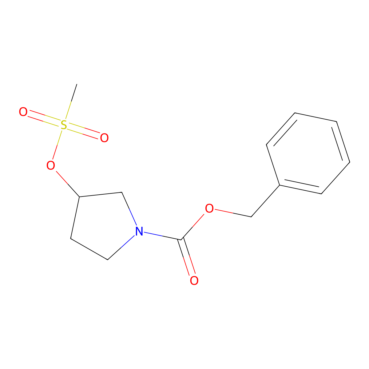 Benzyl 3-((methylsulfonyl)oxy)pyrrolidine-1-carboxylate molecular structure, CAS 138232-44-7