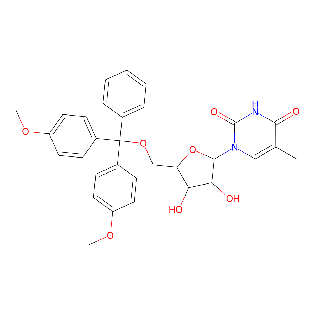5'-O-[Bis(4-methoxyphenyl)phenylmethyl]-5-methyluridine molecular structure, CAS 138239-62-0
