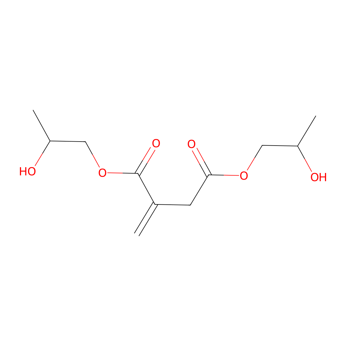 Butanedioic acid, 2-methylene-, 1,4-bis(2-hydroxypropyl) ester molecular structure, CAS 13824-30-1