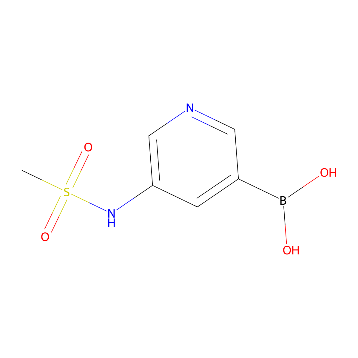 5-Methanesulfonylamino-pyridine-3-boronic acid molecular structure, CAS 1382475-73-1