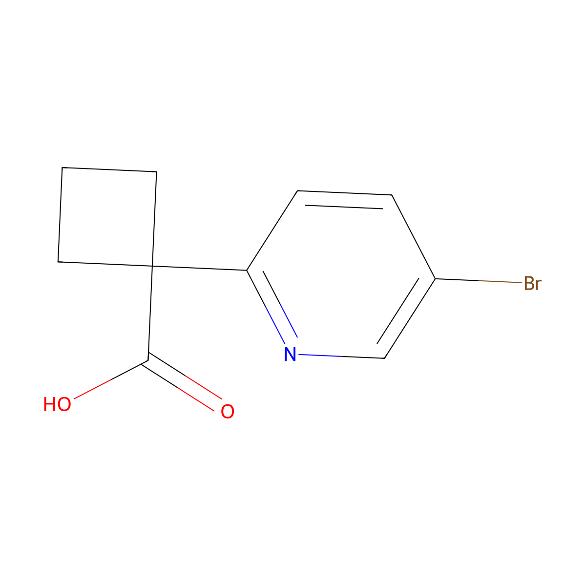 1-(5-Bromopyridin-2-YL)cyclobutanecarboxylic acid molecular structure, CAS 1382486-27-2