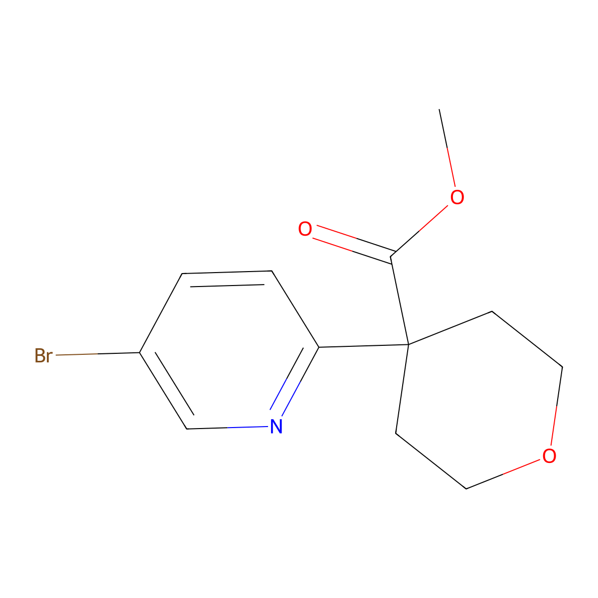 Methyl 4-(5-Bromo-2-pyridyl)tetrahydro-2H-pyran-4-carboxylate molecular structure, CAS 1382486-55-6