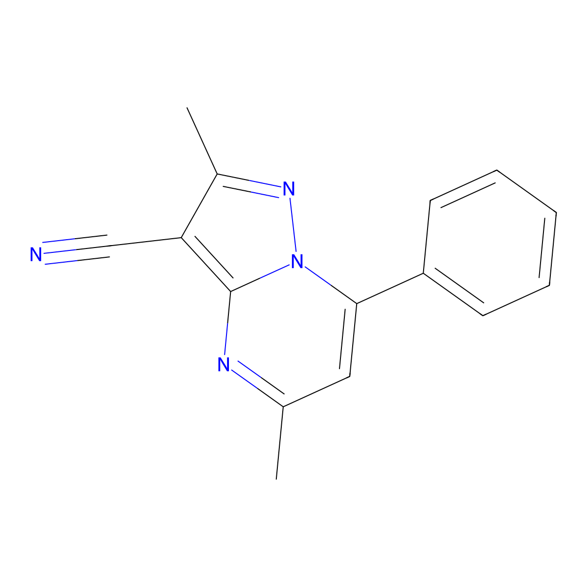 2,5-Dimethyl-7-phenylpyrazolo[1,5-a]pyrimidine-3-carbonitrile molecular structure, CAS 138254-43-0