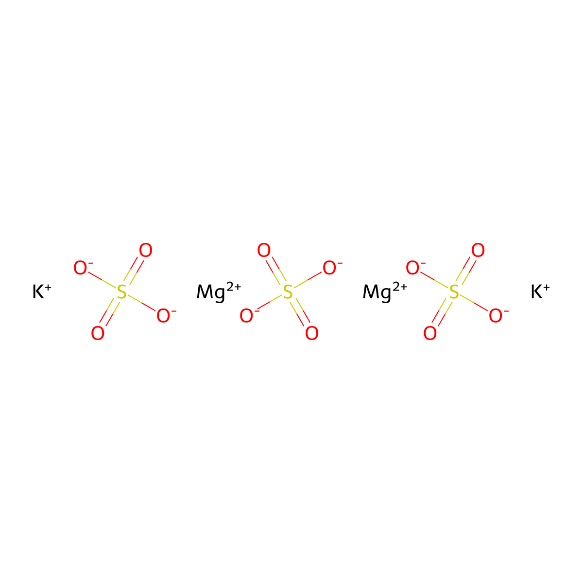 Sulfuric acid, magnesium potassium salt (3:2:2) molecular structure, CAS 13826-56-7