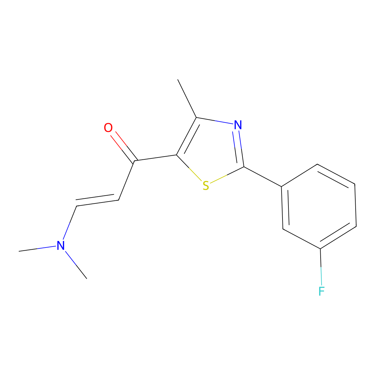 (2E)-3-(dimethylamino)-1-[2-(3-fluorophenyl)-4-methyl-1,3-thiazol-5-yl]prop-2-en-1-one molecular structure, CAS 1382696-16-3