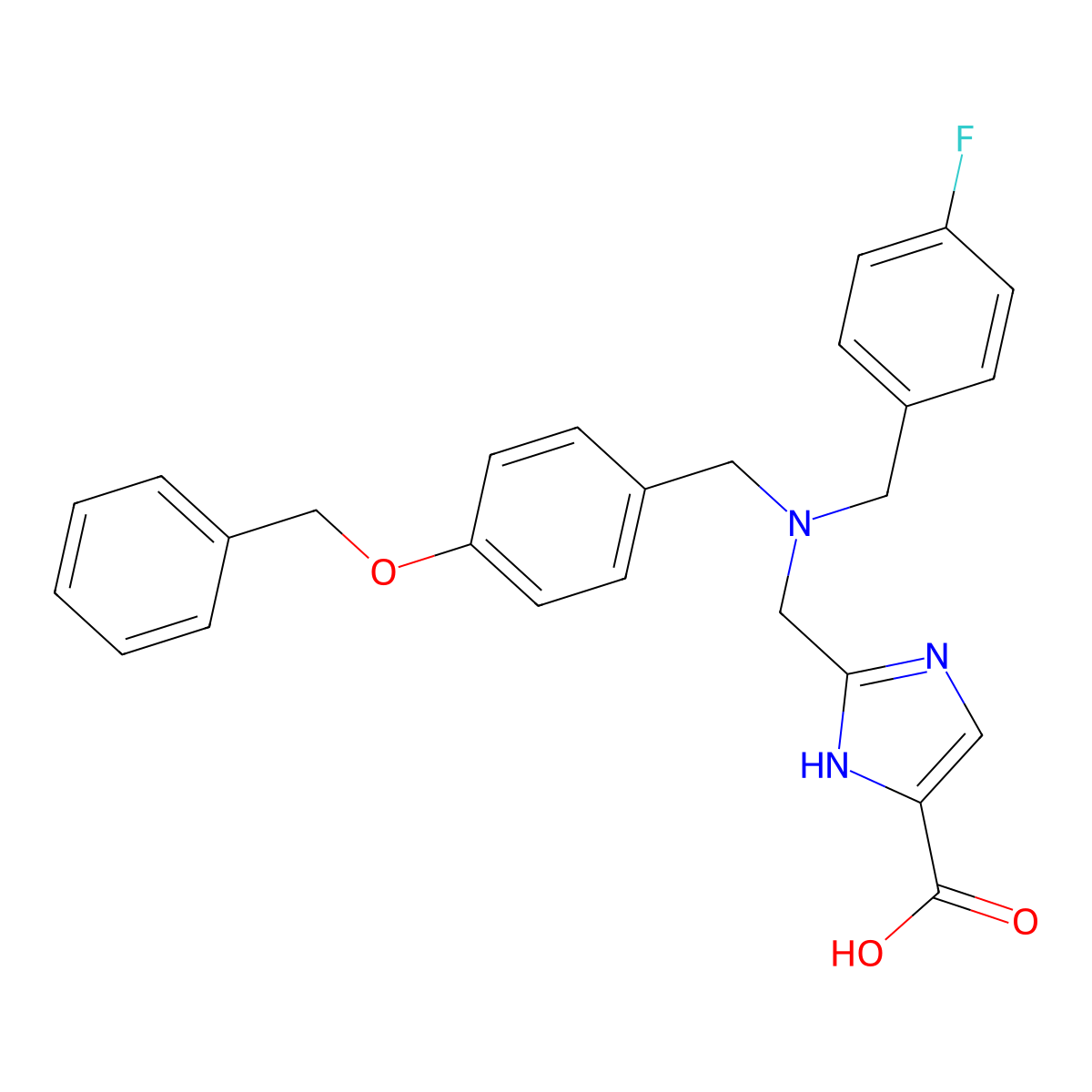2-(((4-(Benzyloxy)benzyl)(4-fluorobenzyl)amino)methyl)-1H-imidazole-5-carboxylic acid molecular structure, CAS 1382722-47-5
