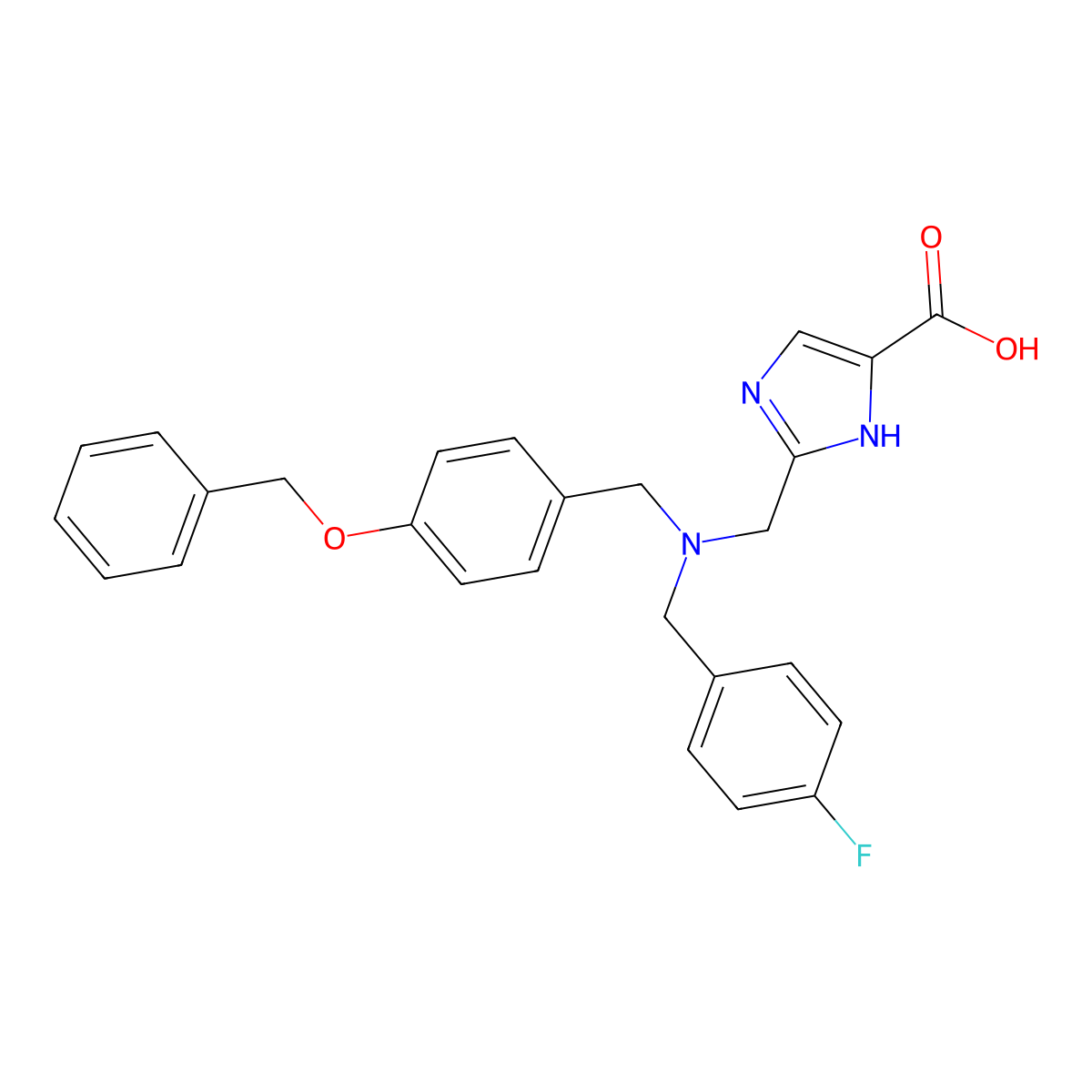 2-(((4-(Benzyloxy)benzyl)(4-fluorobenzyl)amino)methyl)-1H-imidazole-5-carboxylic acid molecular structure, CAS 1382722-47-5