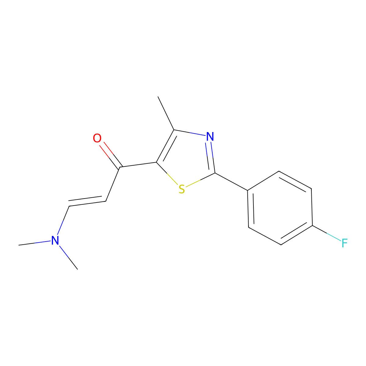 (2E)-3-(dimethylamino)-1-[2-(4-fluorophenyl)-4-methyl-1,3-thiazol-5-yl]prop-2-en-1-one molecular structure, CAS 1382748-03-9