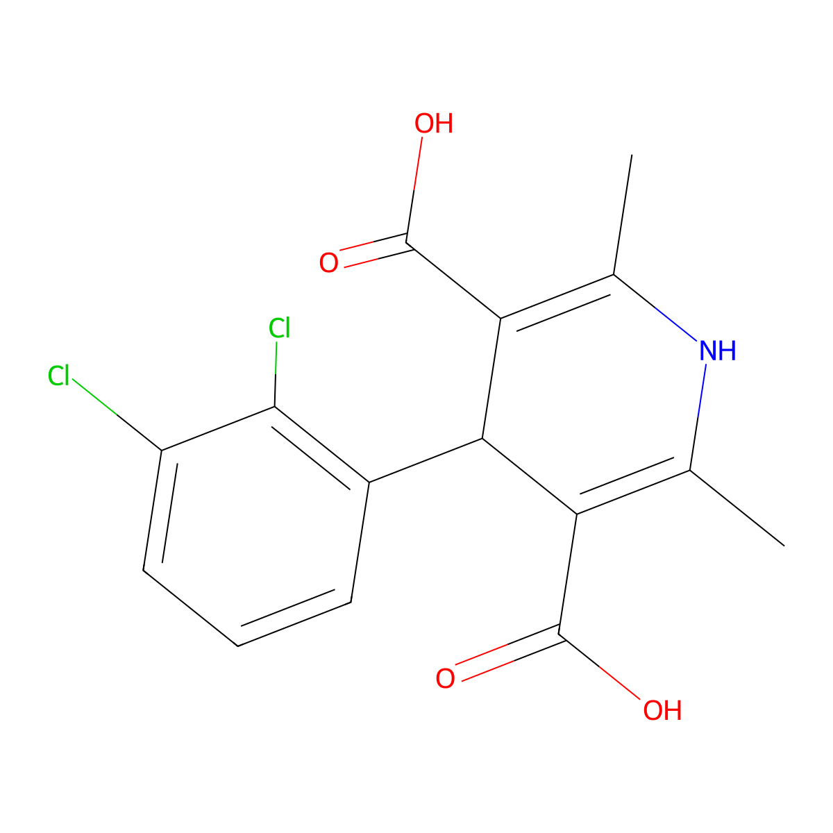 4-(2,3-Dichlorophenyl)-1,4-dihydro-2,6-dimethyl-3,5-pyridinedicarboxylic acid molecular structure, CAS 138279-32-0