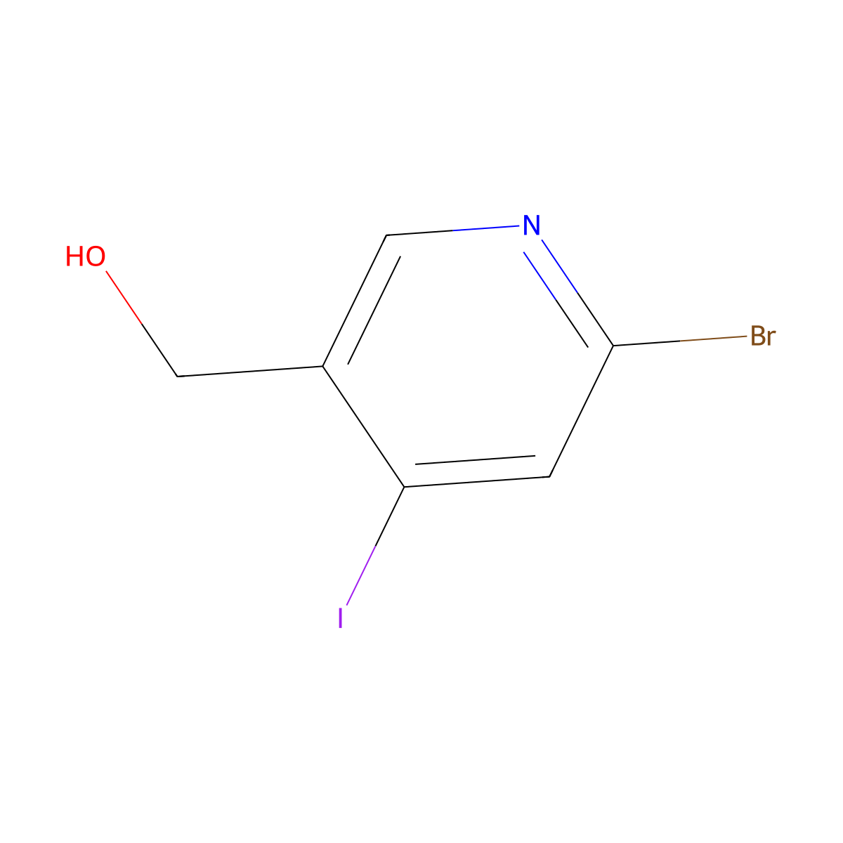 (6-Bromo-4-iodopyridin-3-yl)methanol molecular structure, CAS 1382849-18-4