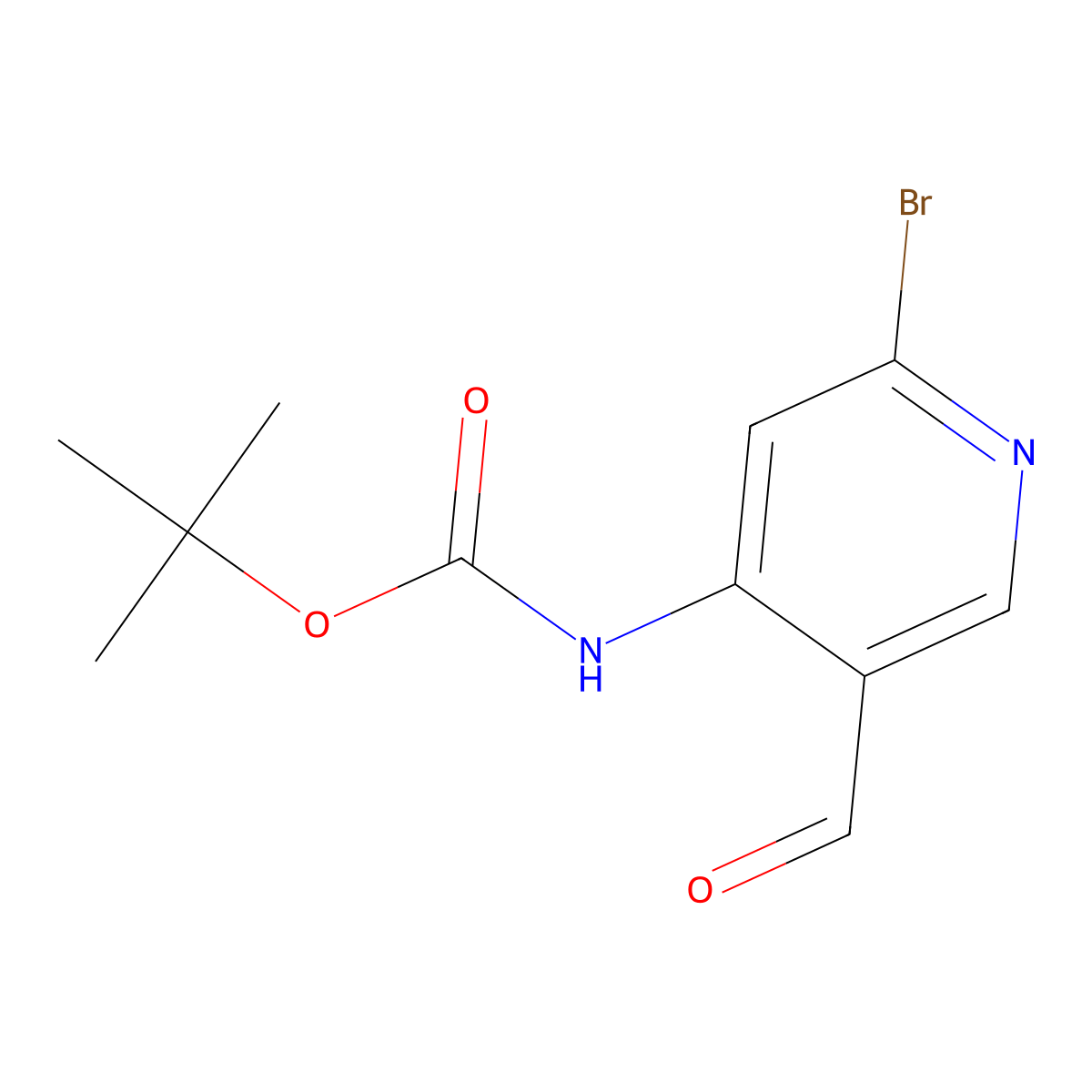 tert-Butyl (2-bromo-5-formylpyridin-4-yl)carbamate molecular structure, CAS 1382849-21-9