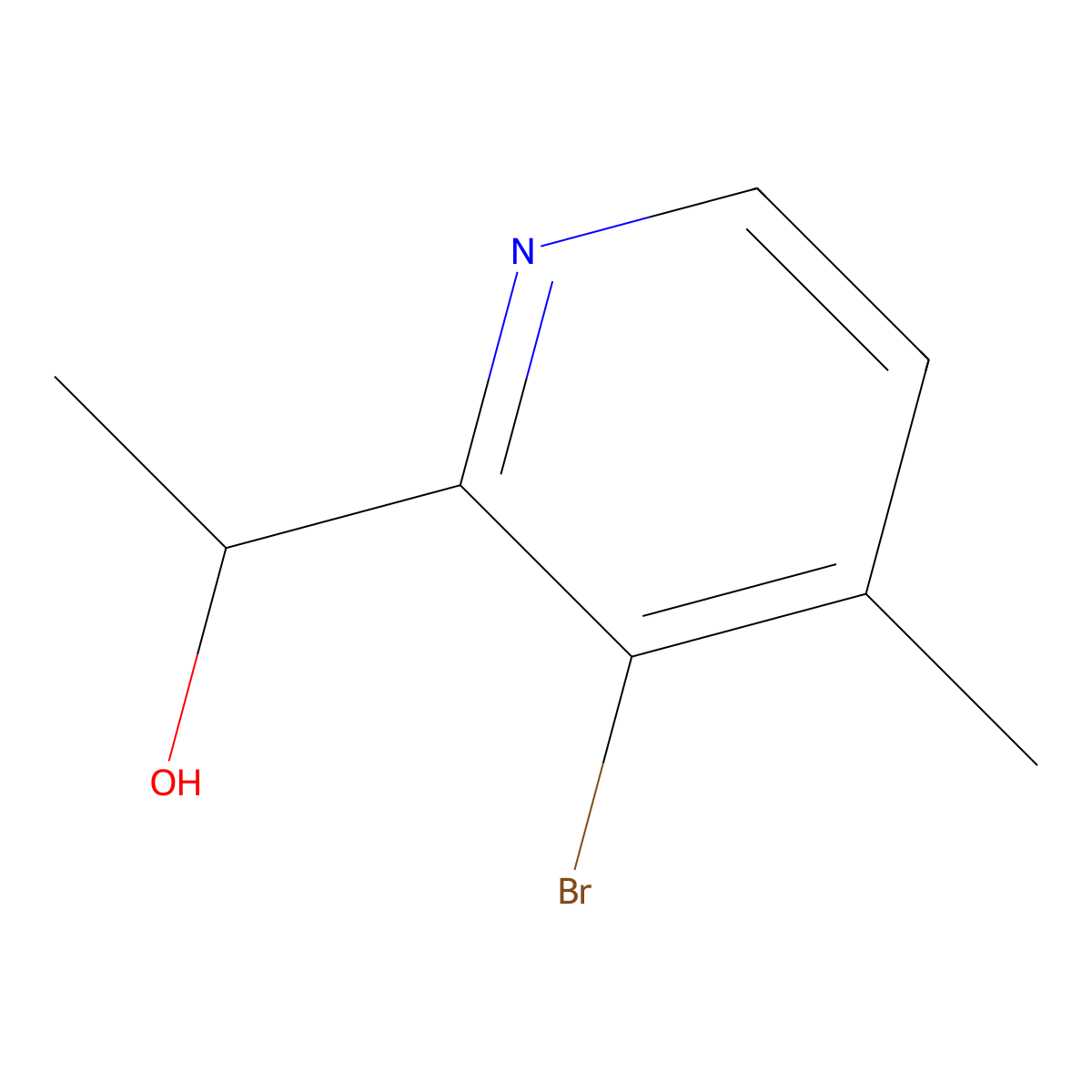 1-(3-Bromo-4-methylpyridin-2-yl)ethanol molecular structure, CAS 1382850-12-5