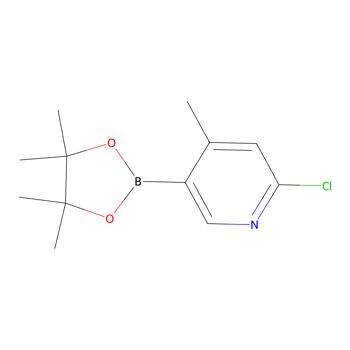 2-Chloro-4-methyl-5-(4,4,5,5-tetramethyl-1,3,2-dioxaborolan-2-YL)pyridine molecular structure, CAS 1382851-54-8