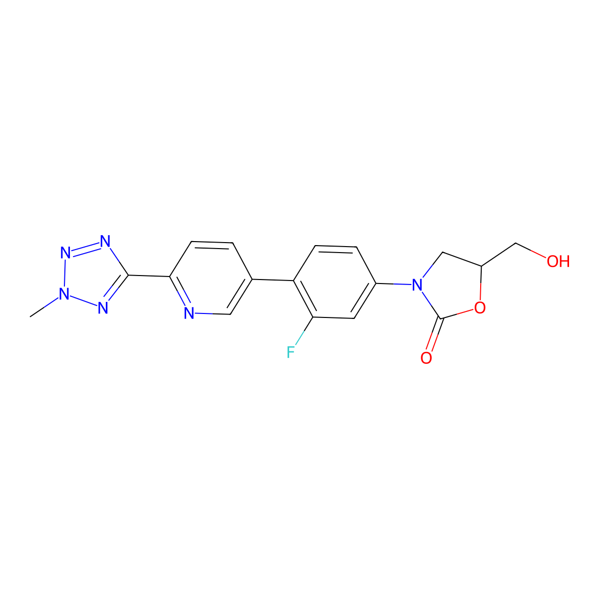 3-[3-Fluoro-4-[6-(2-methyl-2H-tetrazol-5-YL)-3-pyridinyl]phenyl]-5-(hydroxymethyl)-2-oxazolidinone molecular structure, CAS 1382859-41-7