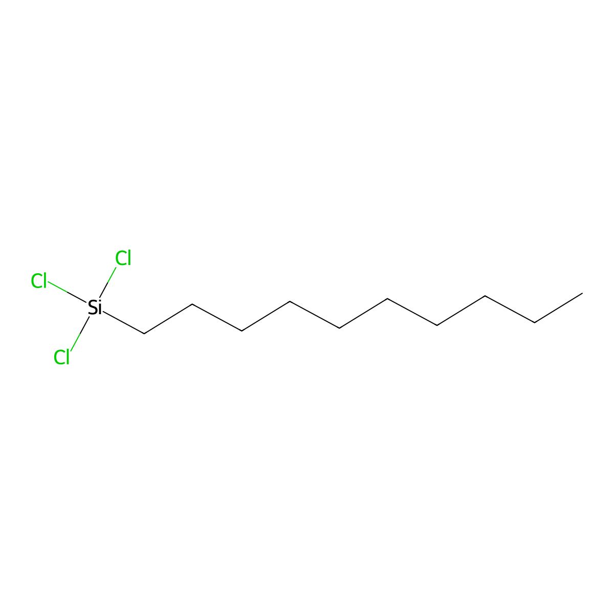 Silane, trichlorodecyl- molecular structure, CAS 13829-21-5