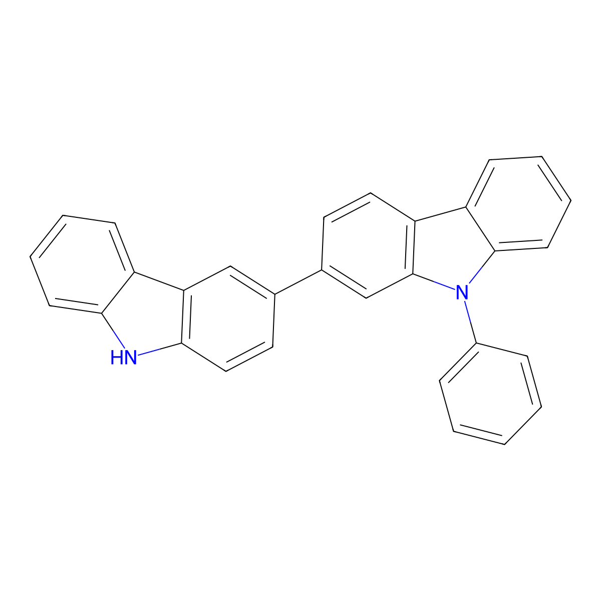 9-phenyl-9H,9'H-2,3'-bicarbazole molecular structure, CAS 1382955-10-3