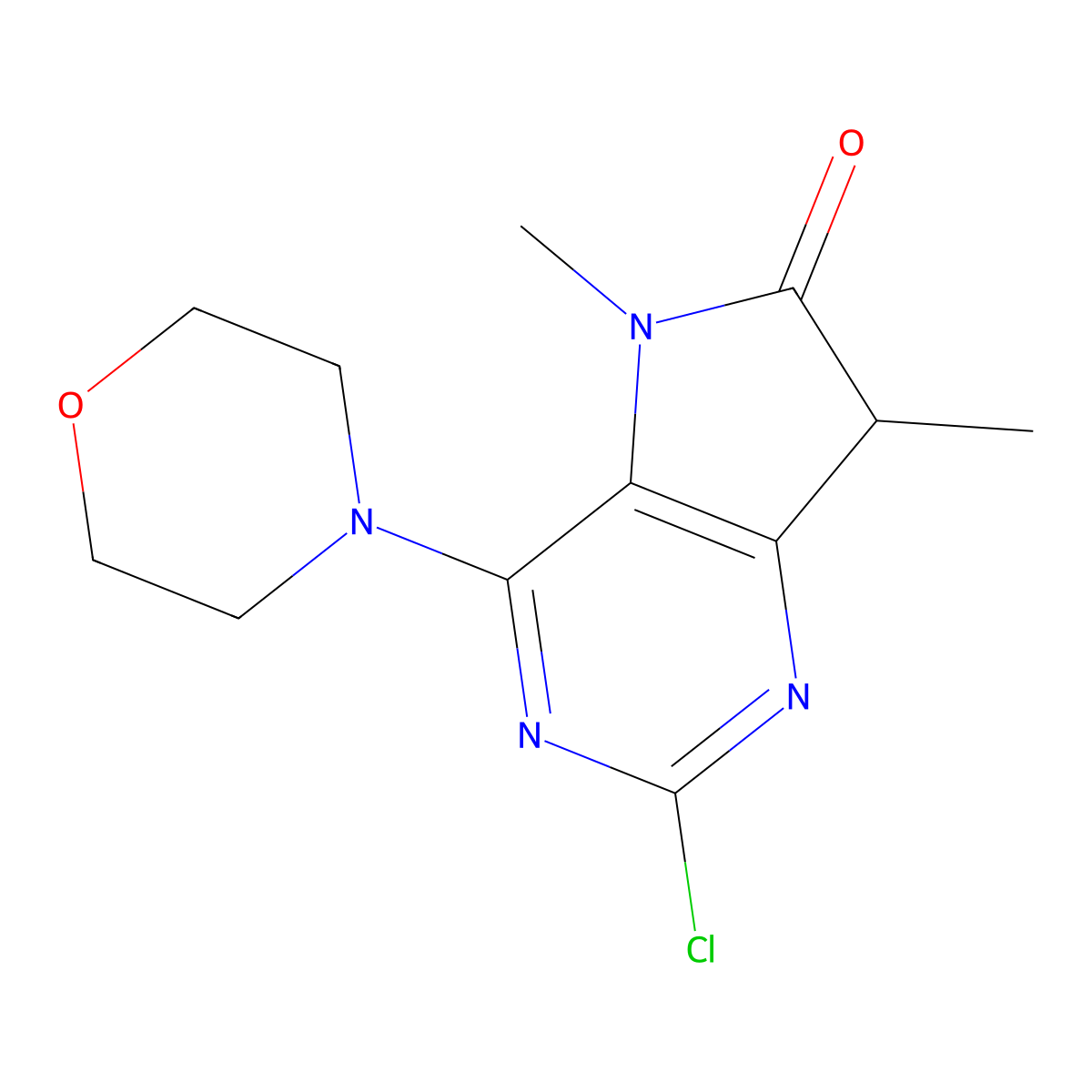 2-Chloro-5,7-dimethyl-4-morpholino-5H-pyrrolo[3,2-d]pyrimidin-6(7H)-one molecular structure, CAS 1382980-43-9