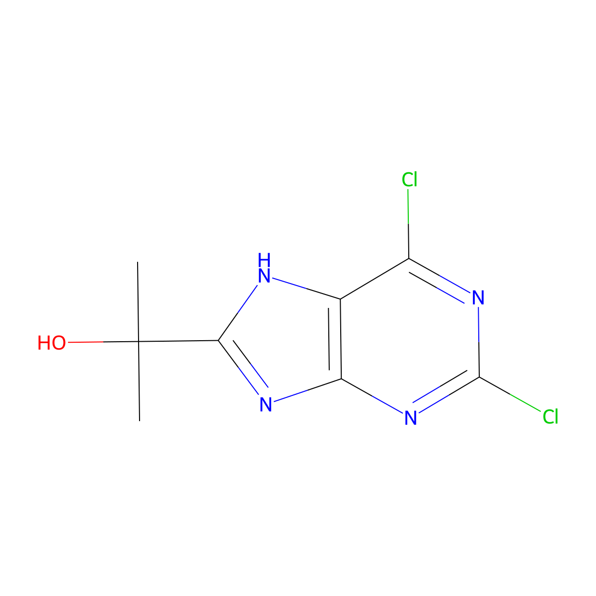 2-(2,6-dichloro-9H-purin-8-yl)propan-2-ol molecular structure, CAS 1382981-71-6
