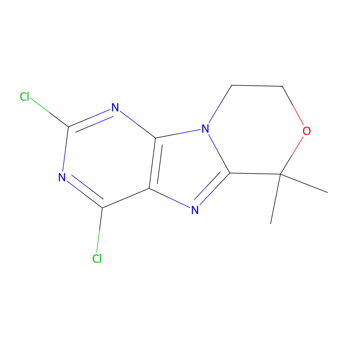 2,4-Dichloro-6,6-dimethyl-8,9-dihydro-6H-[1,4]oxazino[4,3-e]purine molecular structure, CAS 1382981-73-8