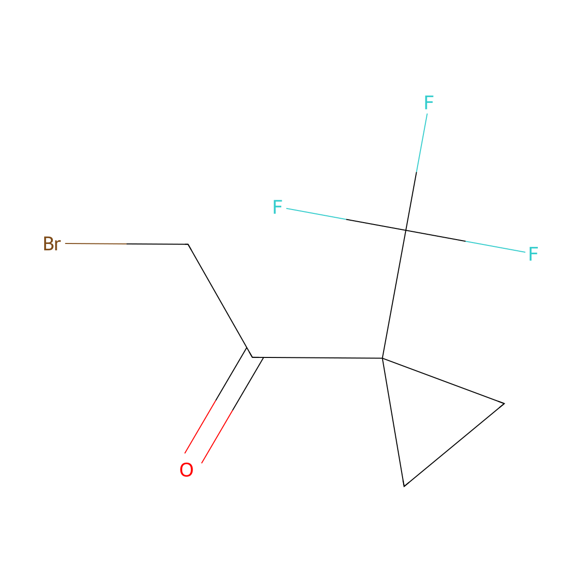 2-Bromo-1-[1-(trifluoromethyl)cyclopropyl]ethan-1-one molecular structure, CAS 1382999-80-5