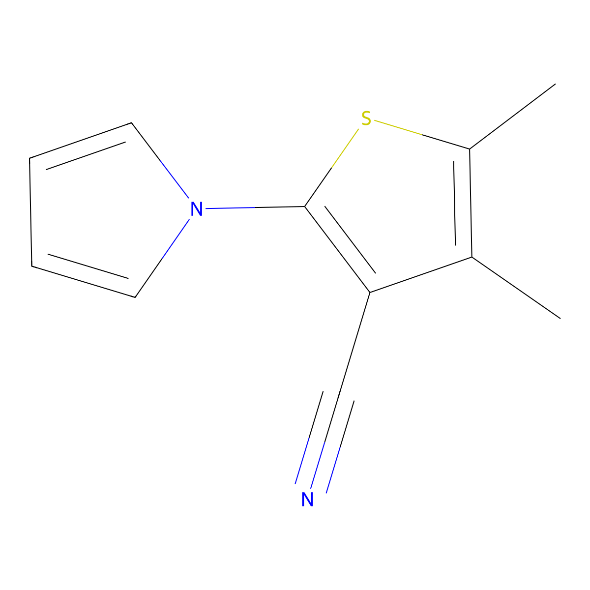 4,5-Dimethyl-2-(1H-pyrrol-1-yl)thiophene-3-carbonitrile molecular structure, CAS 138300-40-0