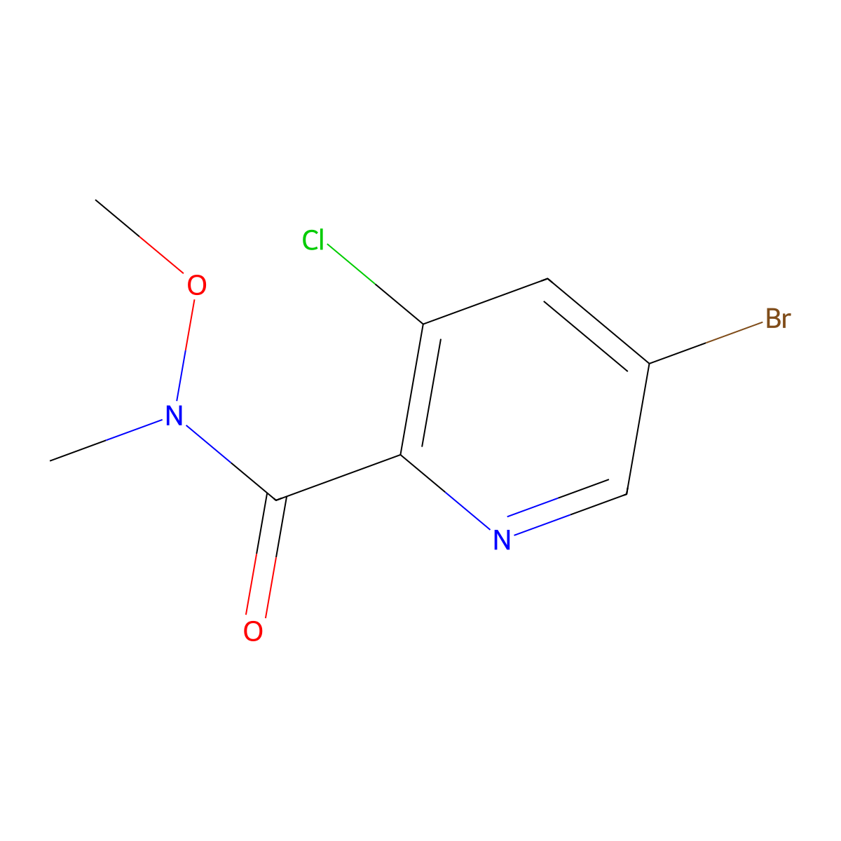 5-Bromo-3-chloro-N-methoxy-N-methylpicolinamide molecular structure, CAS 1383001-27-1