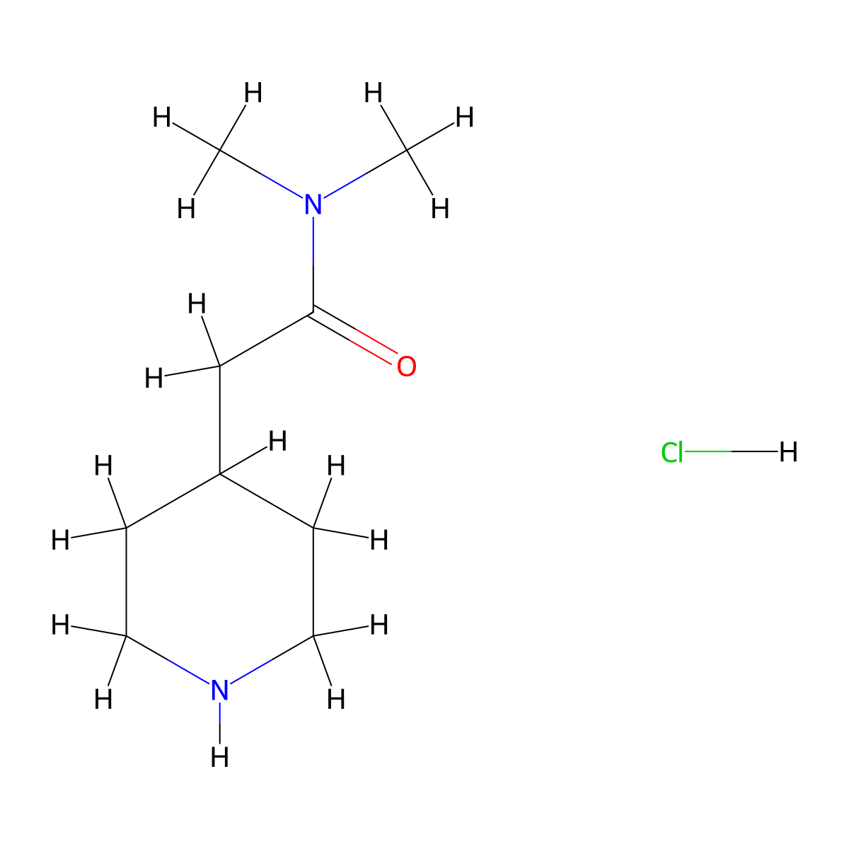 N,N-Dimethyl-2-(piperidin-4-yl)acetamide--hydrogen chloride (1/1) molecular structure, CAS 138304-77-5