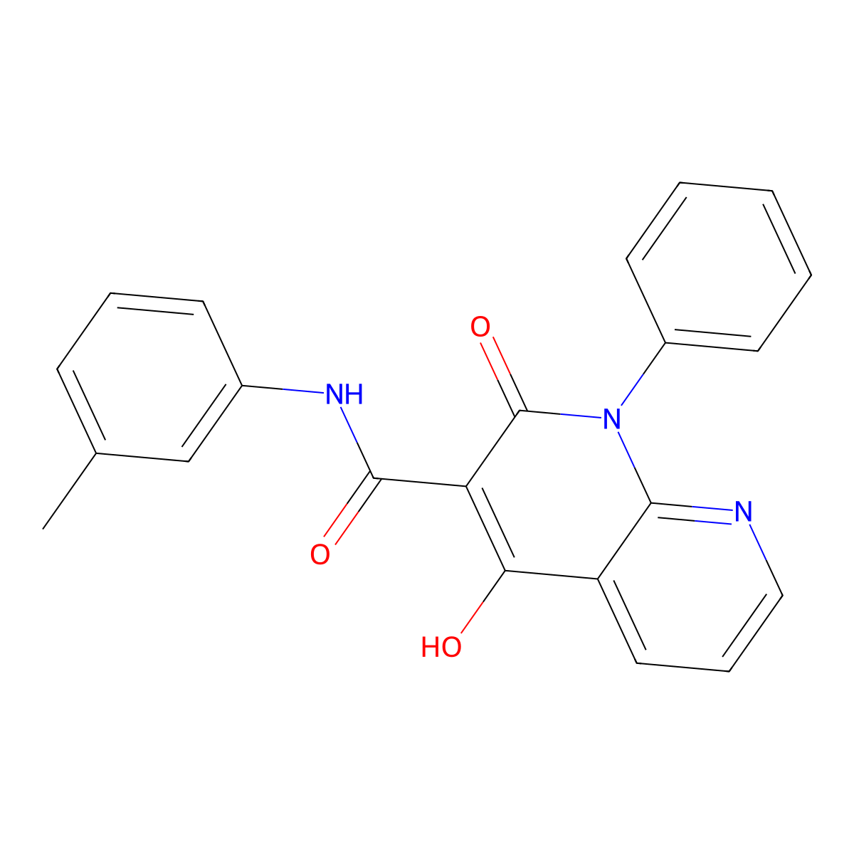 1,8-Naphthyridine-3-carboxamide, 1,2-dihydro-4-hydroxy-N-(3-methylphenyl)-2-oxo-1-phenyl- molecular structure, CAS 138304-95-7