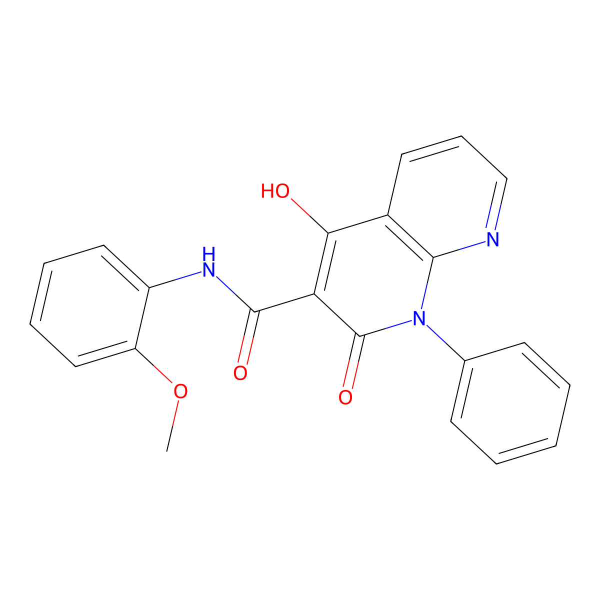 1,8-Naphthyridine-3-carboxamide, 1,2-dihydro-4-hydroxy-N-(2-methoxyphenyl)-2-oxo-1-phenyl- molecular structure, CAS 138305-05-2