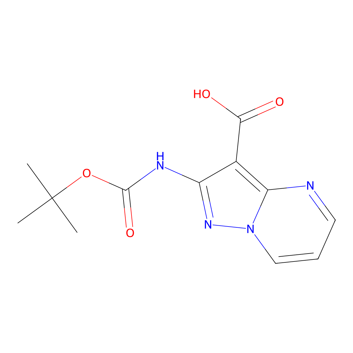 2-((tert-Butoxycarbonyl)amino)pyrazolo[1,5-a]pyrimidine-3-carboxylic acid molecular structure, CAS 1383056-73-2