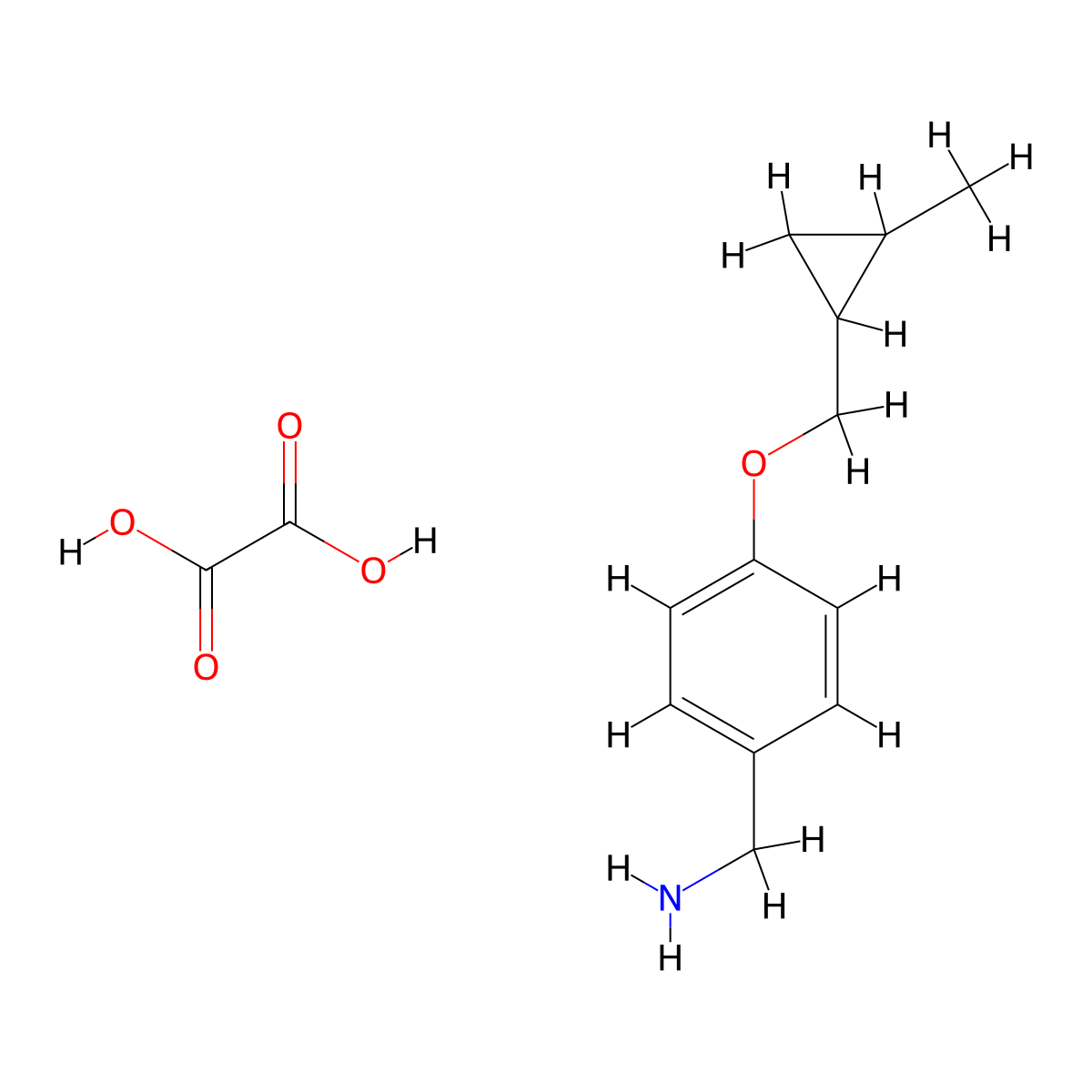 (4-((2-Methylcyclopropyl)methoxy)phenyl)methanamine oxalate molecular structure, CAS 1383132-97-5
