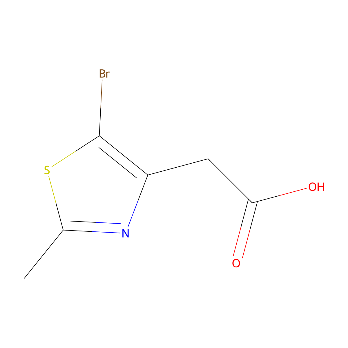 2-(5-Bromo-2-methyl-1,3-thiazol-4-yl)acetic acid molecular structure, CAS 1383141-39-6