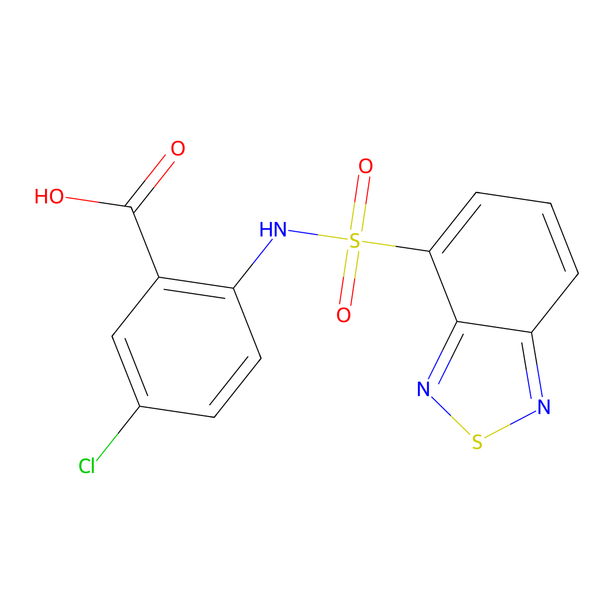 2-[(2,1,3-Benzothiadiazol-4-ylsulfonyl)amino]-5-chlorobenzoic acid molecular structure, CAS 138323-24-7