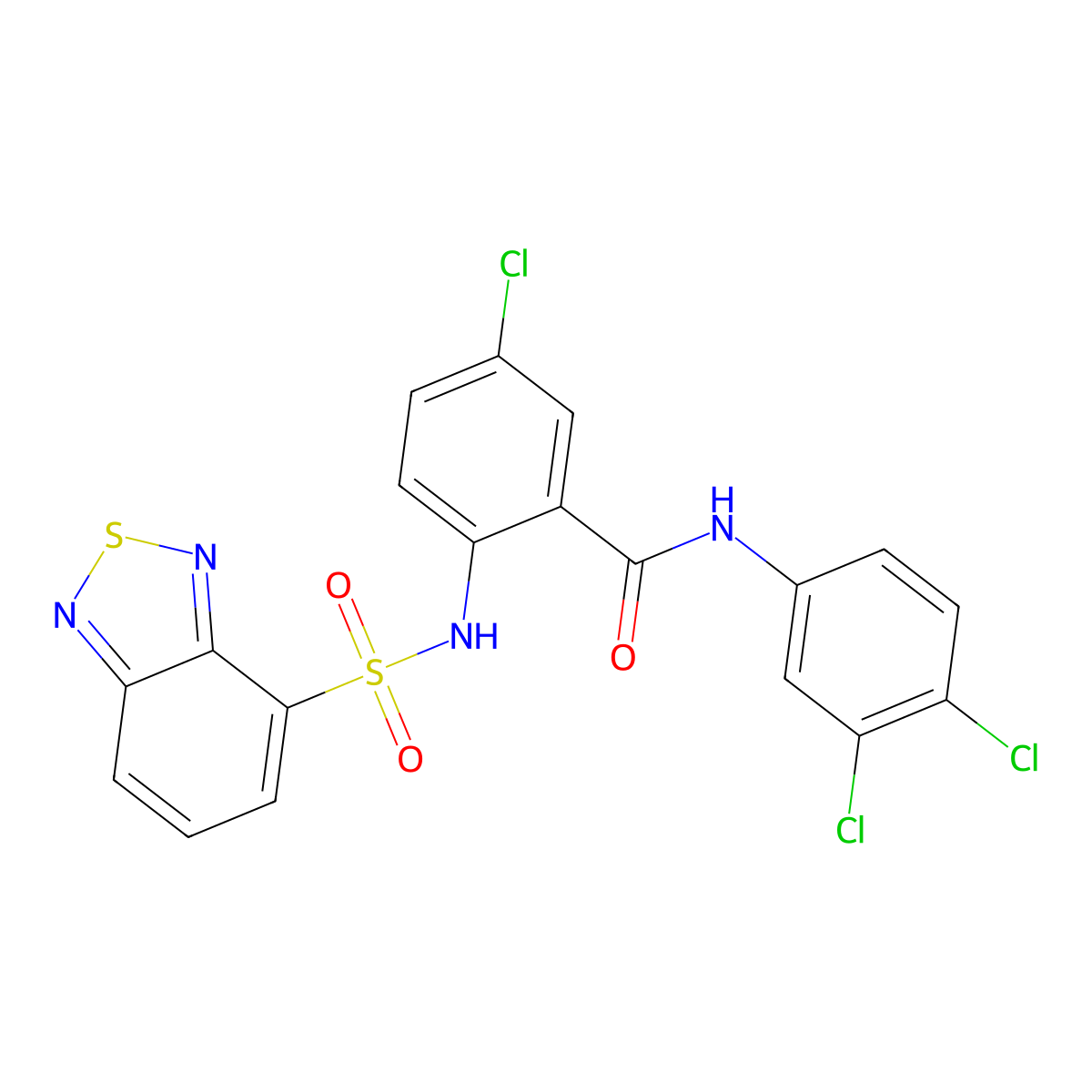 2-(2,1,3-benzothiadiazol-4-ylsulfonylamino)-5-chloro-N-(3,4-dichlorophenyl)benzamide molecular structure, CAS 138323-28-1