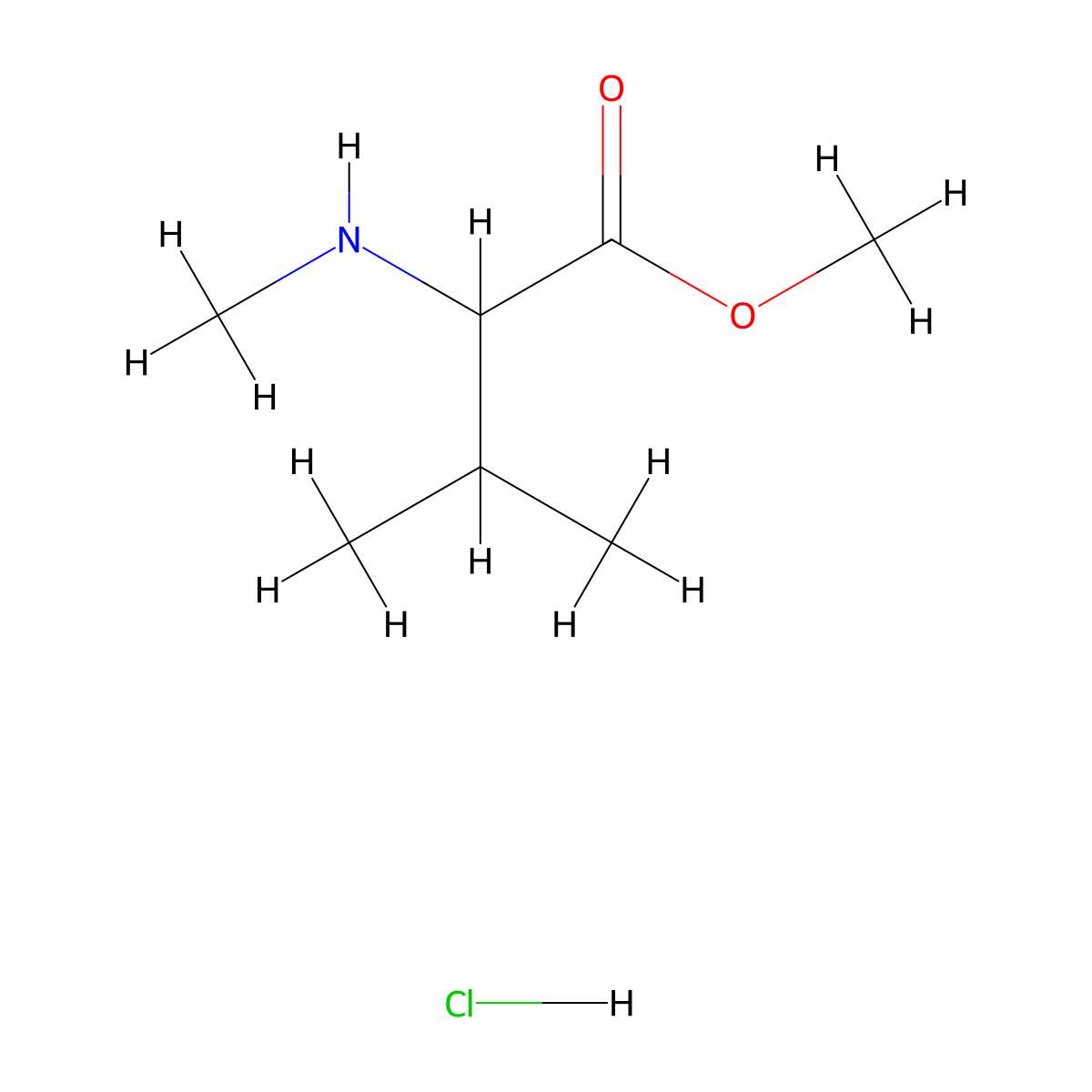 Methyl 3-methyl-2-(methylamino)butanoate hydrochloride molecular structure, CAS 138326-61-1