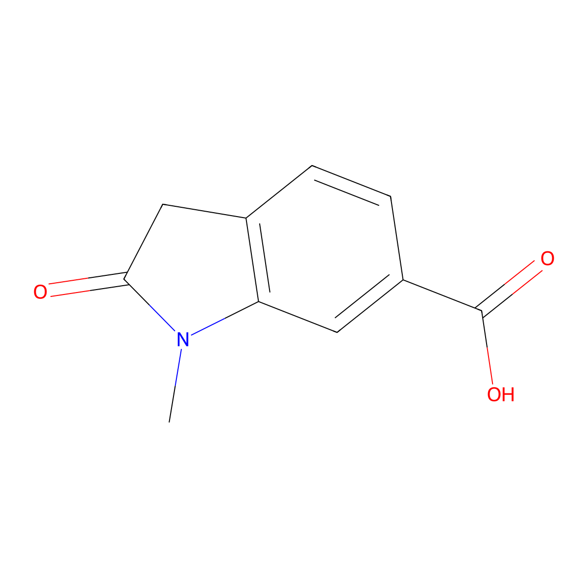 1-methyl-2-oxo-2,3-dihydro-1H-indole-6-carboxylic acid molecular structure, CAS 138328-27-5