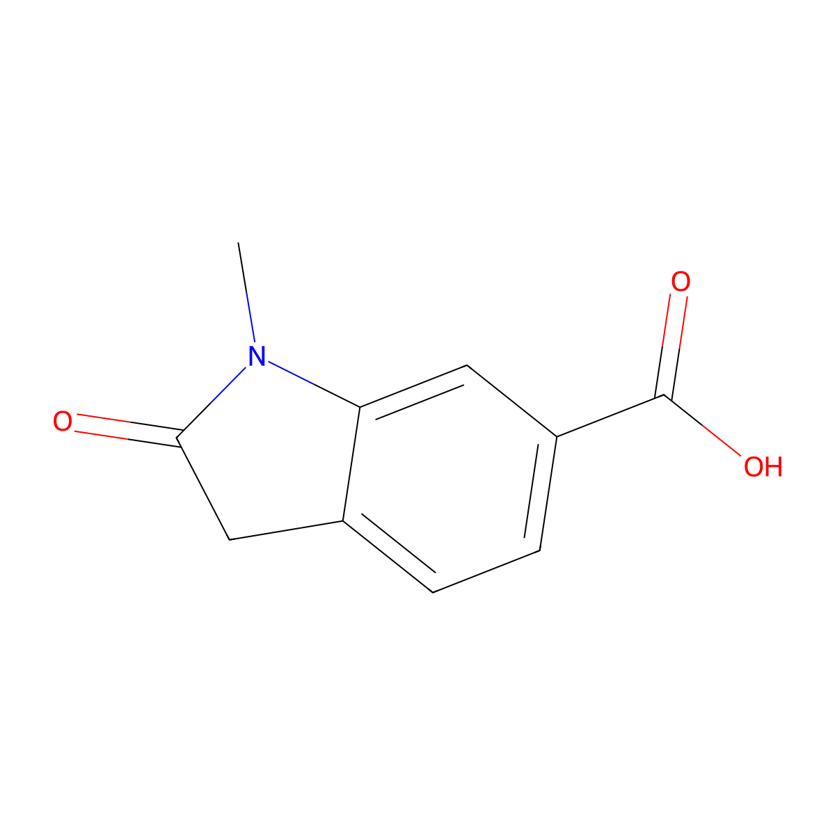 1-methyl-2-oxo-2,3-dihydro-1H-indole-6-carboxylic acid molecular structure, CAS 138328-27-5