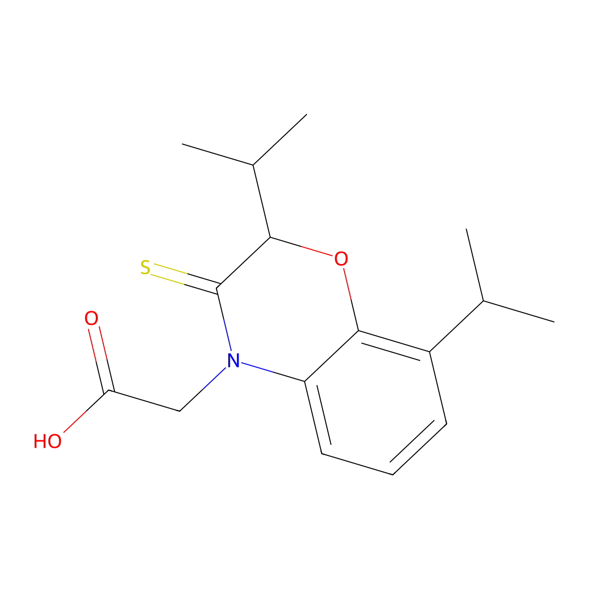 3,4-dihydro-2,8-diisopropyl-3-thioxo-2H-1,4-benzoxazine-4-acetic acid molecular structure, CAS 138333-32-1