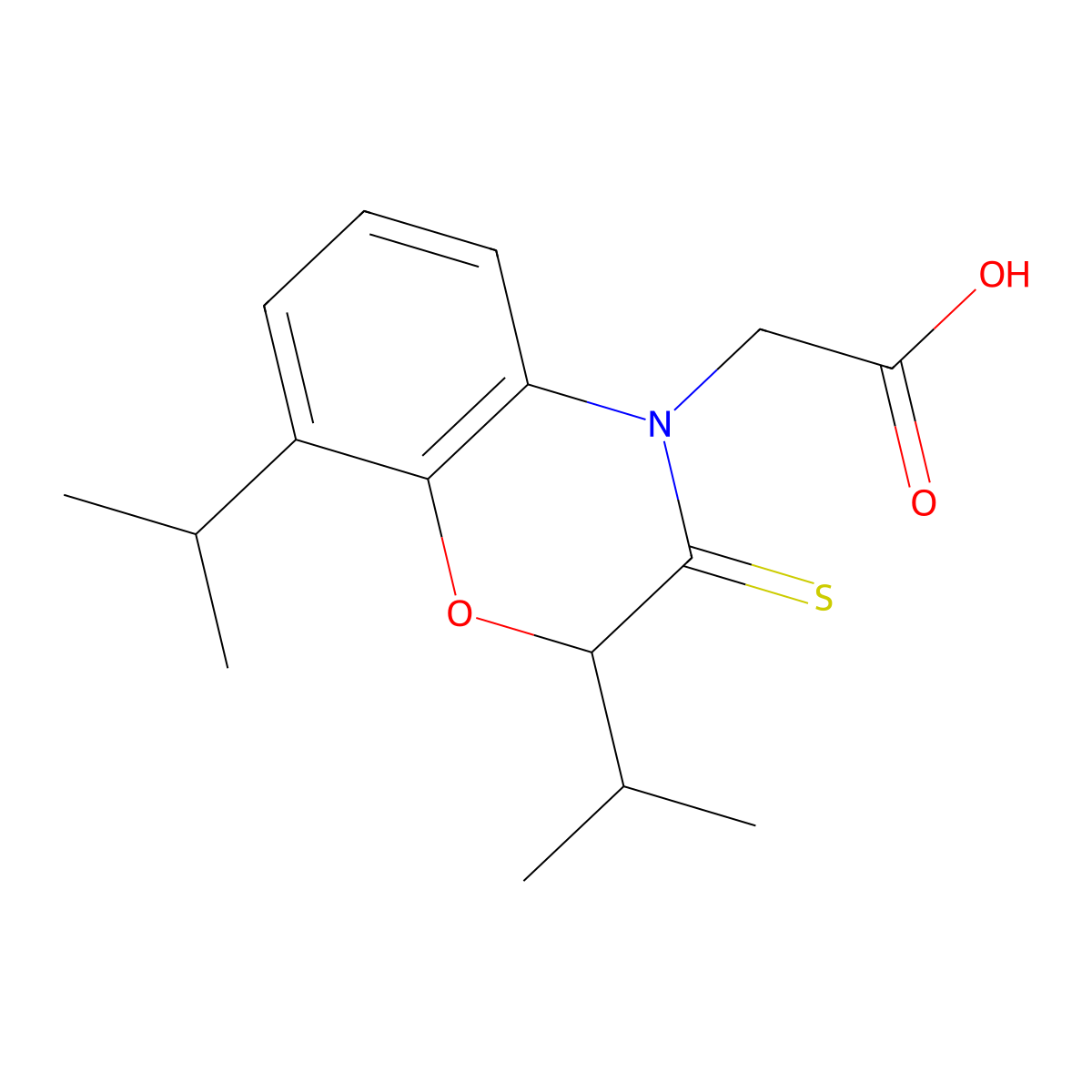 3,4-dihydro-2,8-diisopropyl-3-thioxo-2H-1,4-benzoxazine-4-acetic acid molecular structure, CAS 138333-32-1