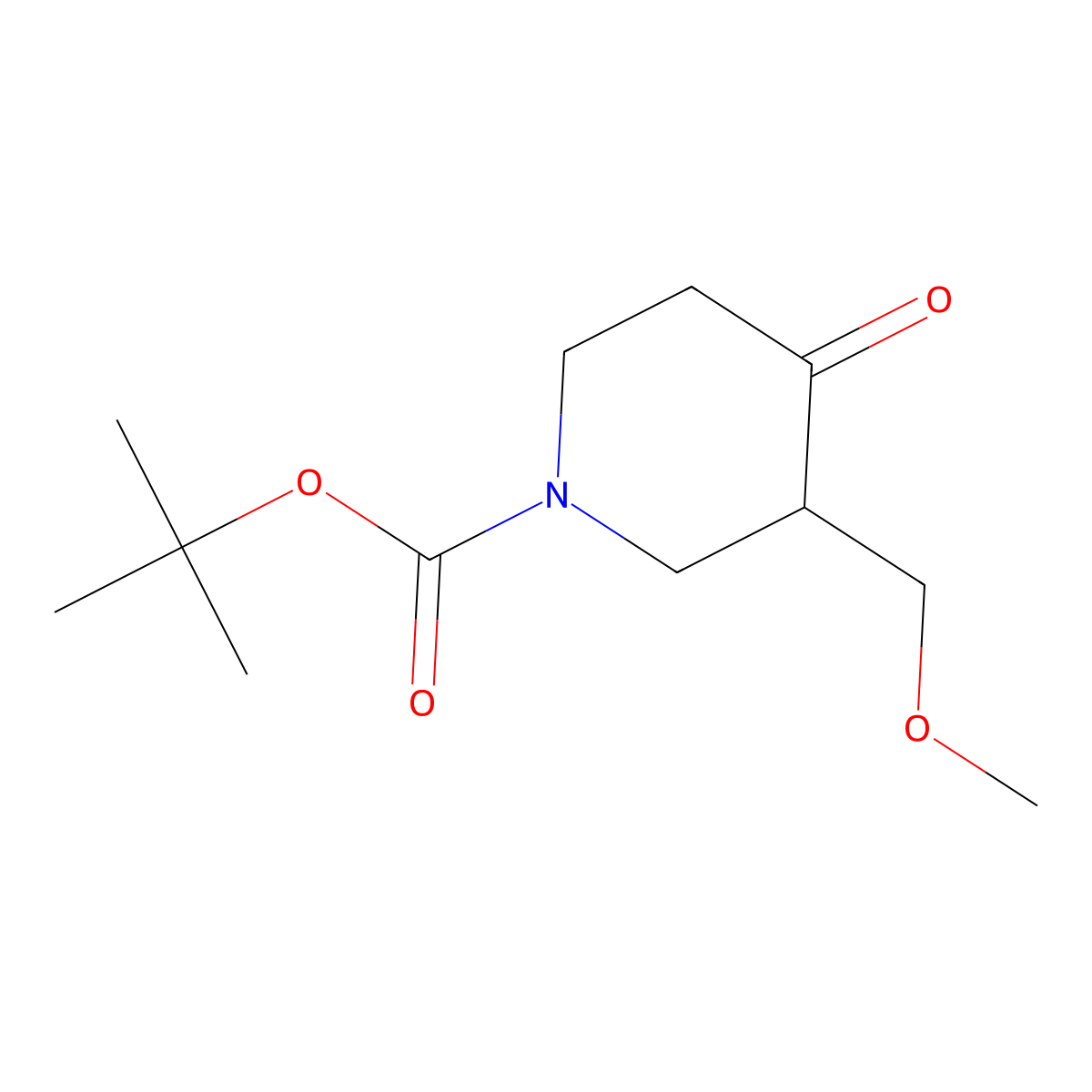 3-Methoxymethyl-4-oxo-piperidine-1-carboxylic acid tert-butyl ester molecular structure, CAS 1383343-16-5