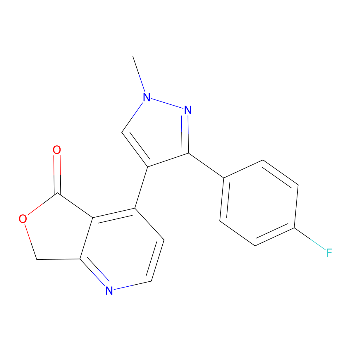 4-[3-(4-Fluorophenyl)-1-methyl-1H-pyrazol-4-yl]furo[3,4-b]pyridin-5(7H)-one molecular structure, CAS 1383376-92-8