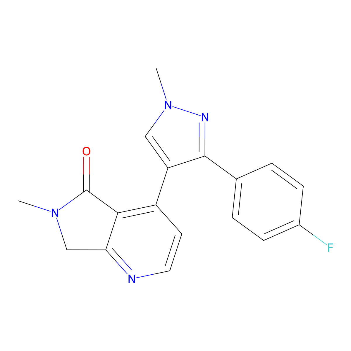 4-[3-(4-fluorophenyl)-1-methylpyrazol-4-yl]-6-methyl-7H-pyrrolo[3,4-b]pyridin-5-one molecular structure, CAS 1383376-93-9