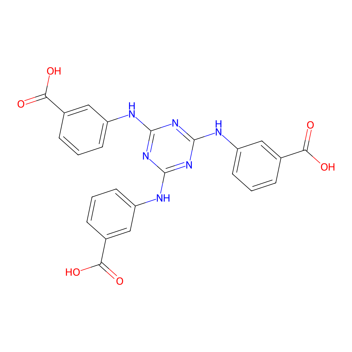 3,3',3''-((1,3,5-Triazine-2,4,6-triyl)tris(azanediyl))tribenzoic acid molecular structure, CAS 1383425-68-0