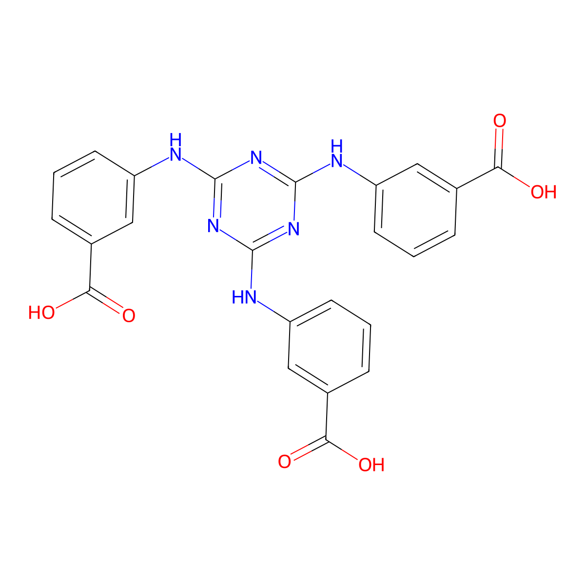 3,3',3''-((1,3,5-Triazine-2,4,6-triyl)tris(azanediyl))tribenzoic acid molecular structure, CAS 1383425-68-0