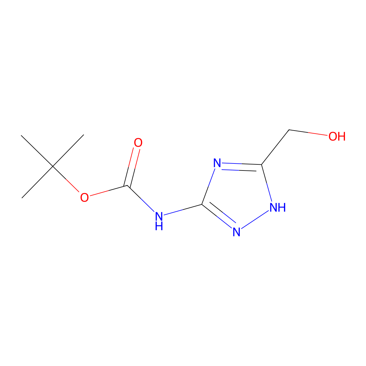 tert-butyl N-[3-(hydroxymethyl)-1H-1,2,4-triazol-5-yl]carbamate molecular structure, CAS 1383433-75-7