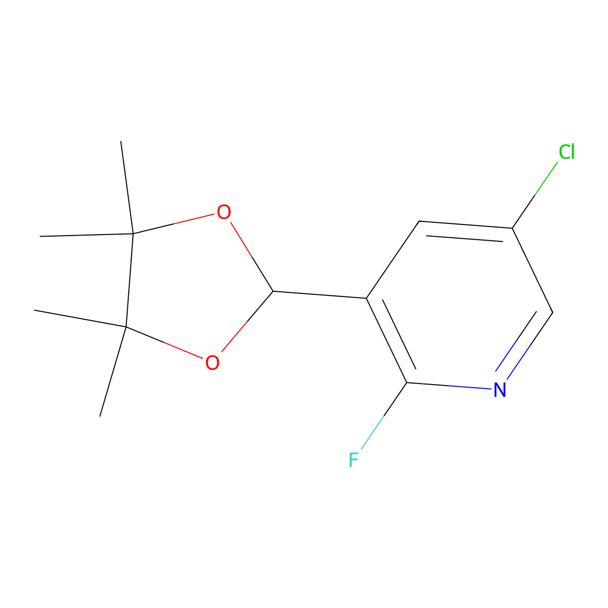5-Chloro-2-fluoro-3-(4,4,5,5-tetramethyl-1,3-dioxolan-2-yl)pyridine molecular structure, CAS 1383446-21-6